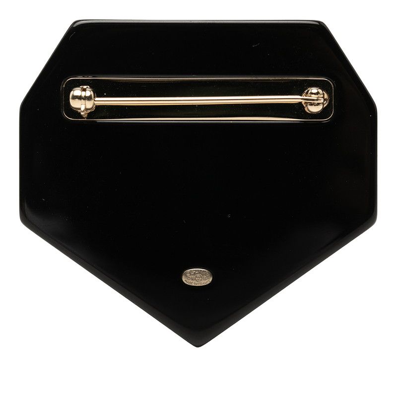 Chanel CC Logo Coco Neige Emblem Brooch 18 Black Plastic Rhinestone — view 2