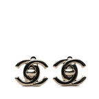Chanel CC Logo Vintage Earrings 96 Silver Metal