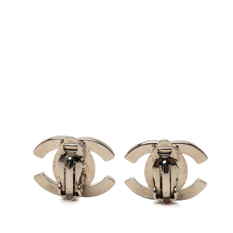 Chanel CC Logo Vintage Earrings 96 Silver Metal — view 2