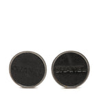 Chanel Round Earrings 00 Silver Leather Metal