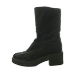 Fendi Zucca Pattern Short Boots Round Toe Thick Sole Logo One Color 37 Black BB