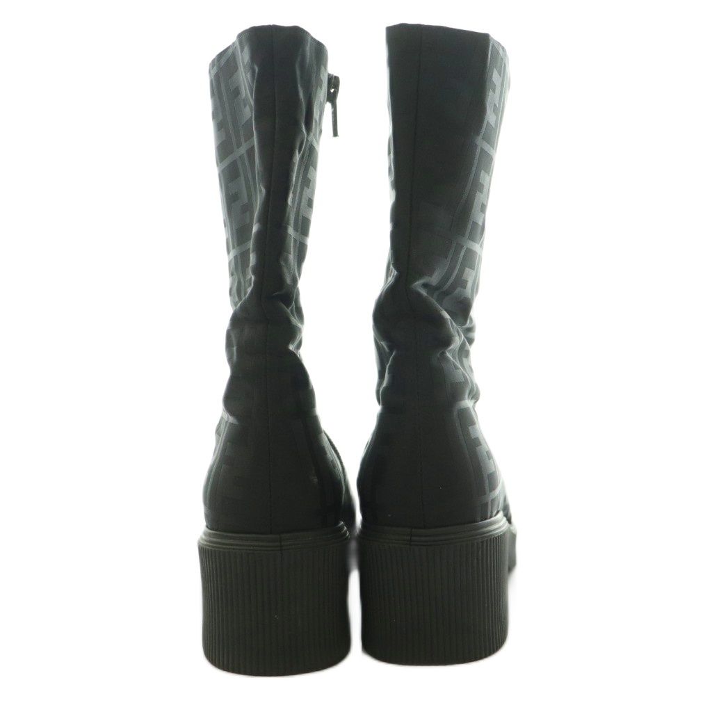 Fendi Zucca Pattern Short Boots Round Toe Thick Sole Logo One Color 37 Black BB — view 3