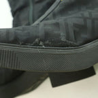 Fendi Zucca Pattern Short Boots Round Toe Thick Sole Logo One Color 37 Black BB — view 8