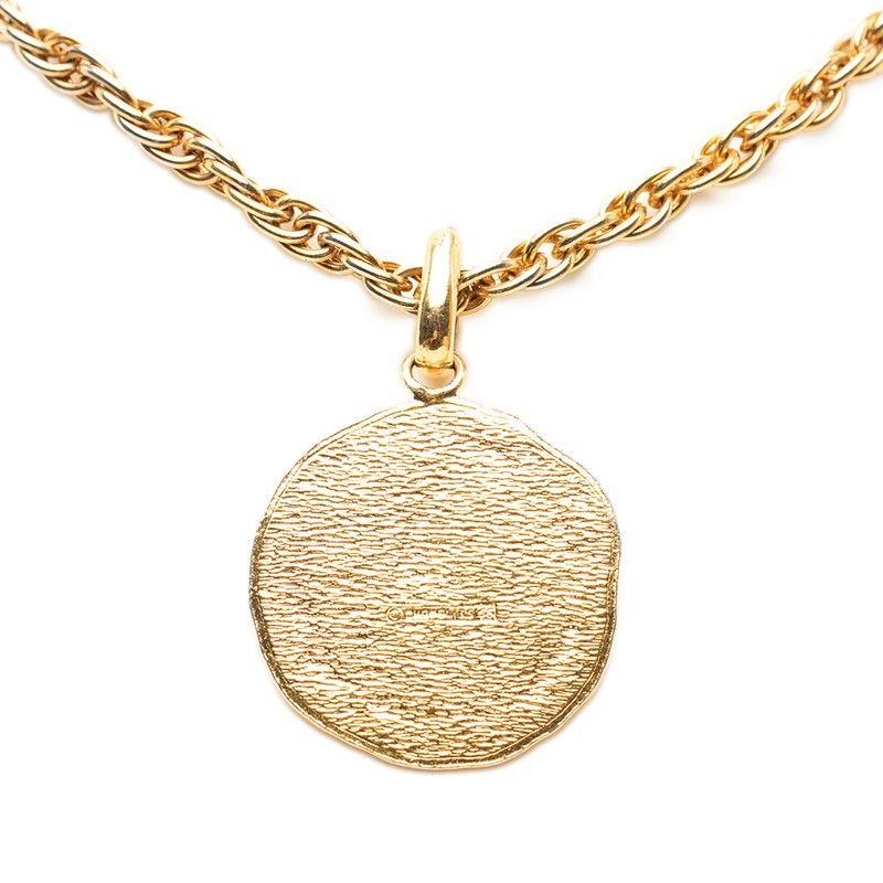 Chanel CC Logo Horse Medallion Vintage Chain Pendant Gold Plated — view 2