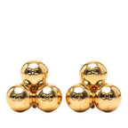 Chanel CC Logo Ball Motif Vintage Earrings Gold Plated