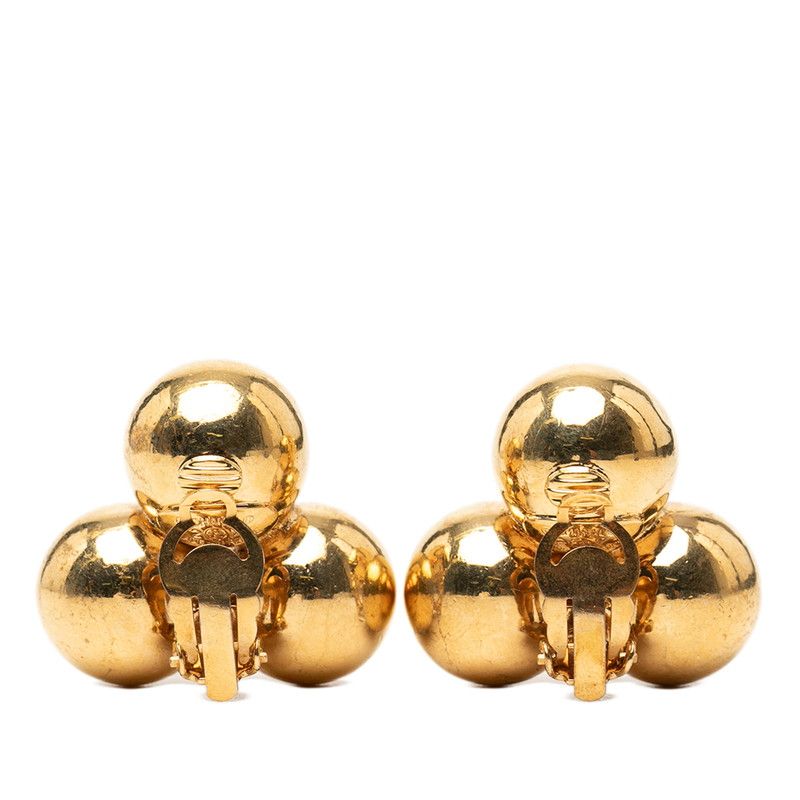 Chanel CC Logo Ball Motif Vintage Earrings Gold Plated — view 2