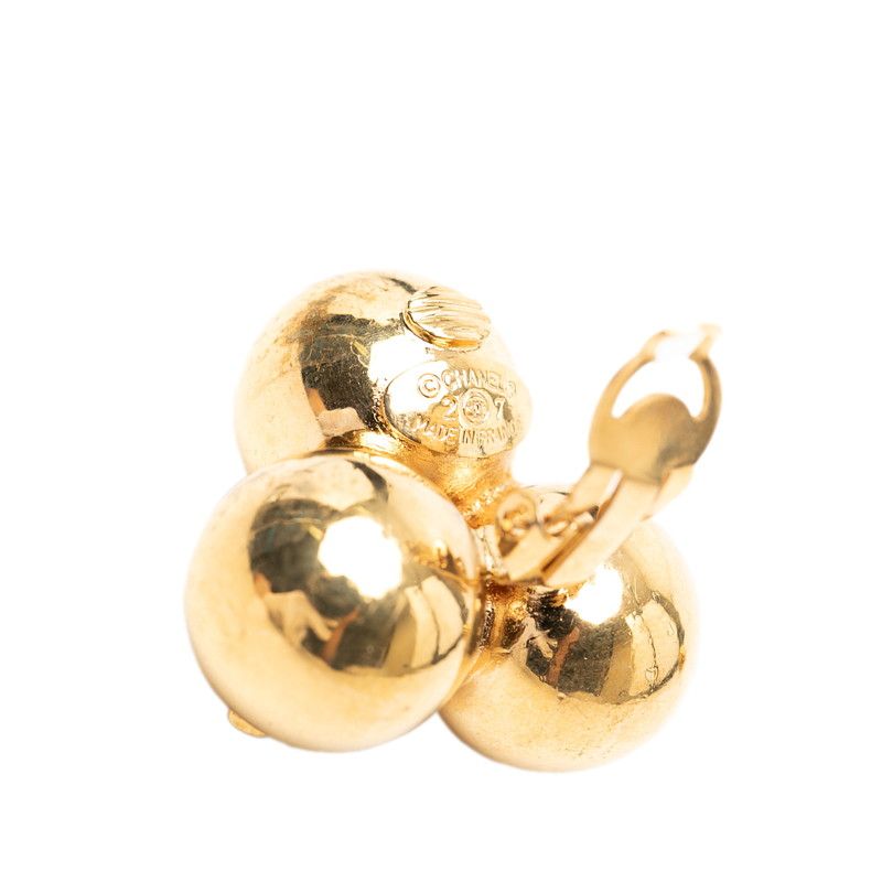 Chanel CC Logo Ball Motif Vintage Earrings Gold Plated — view 3