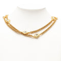 Chanel Diamond Motif Double Strand Chain Necklace Gold Plated Rhinestone