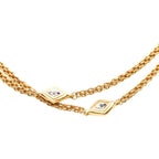 Chanel Diamond Motif Double Strand Chain Necklace Gold Plated Rhinestone — view 2