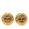 Chanel CC Logo Round Earrings Gold Plated