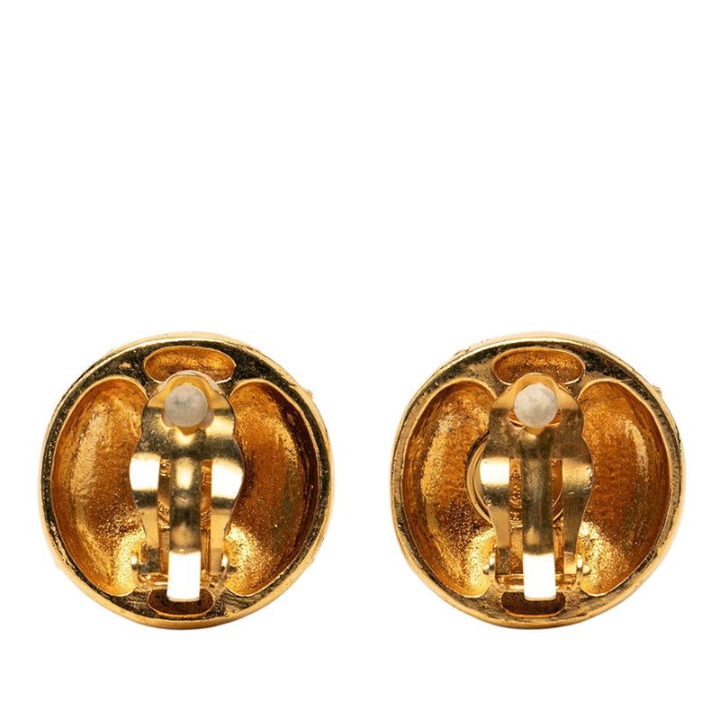 Chanel CC Logo Round Earrings Gold Plated — view 2