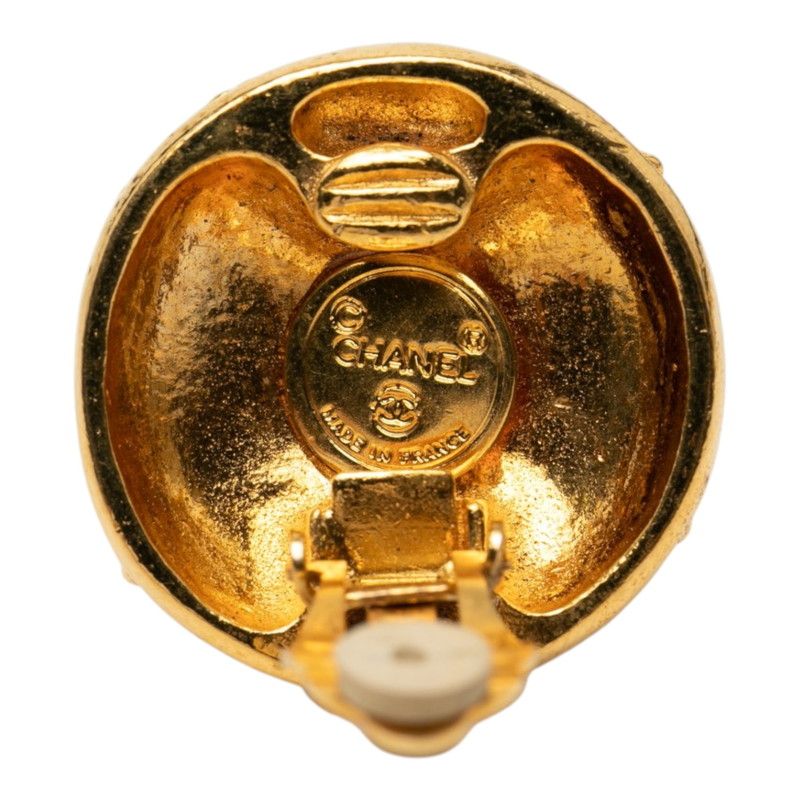 Chanel CC Logo Round Earrings Gold Plated — view 3