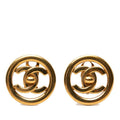 Chanel CC Logo Vintage Round Earrings 97 Gold Plated