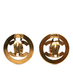 Chanel CC Logo Vintage Round Earrings 97 Gold Plated — view 2