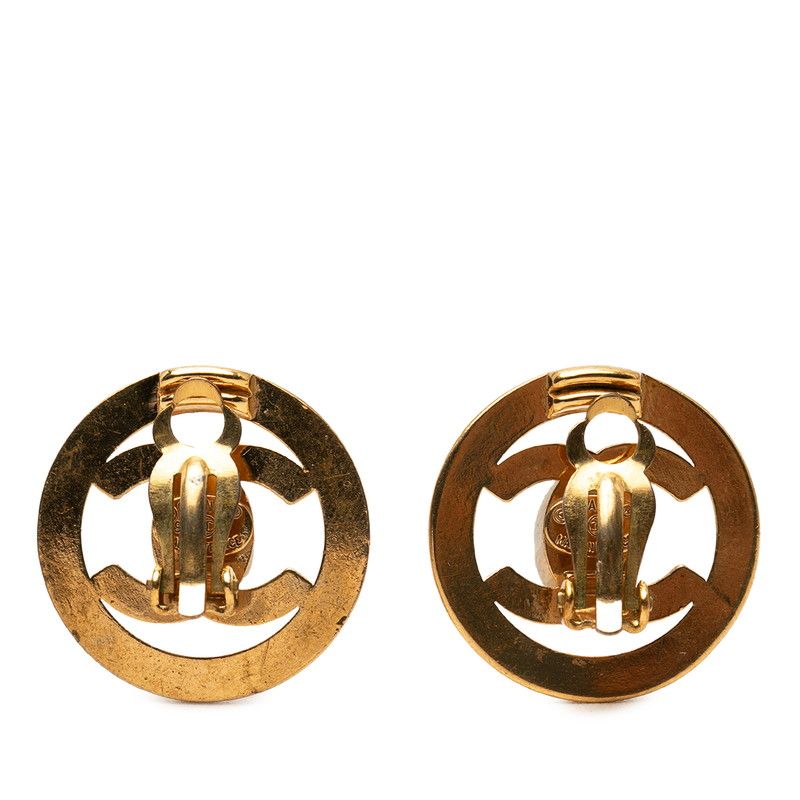 Chanel CC Logo Vintage Round Earrings 97 Gold Plated — view 2