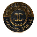 Chanel CC Logo 31 Rue Cambon le Round Brooch Gold Black Plated