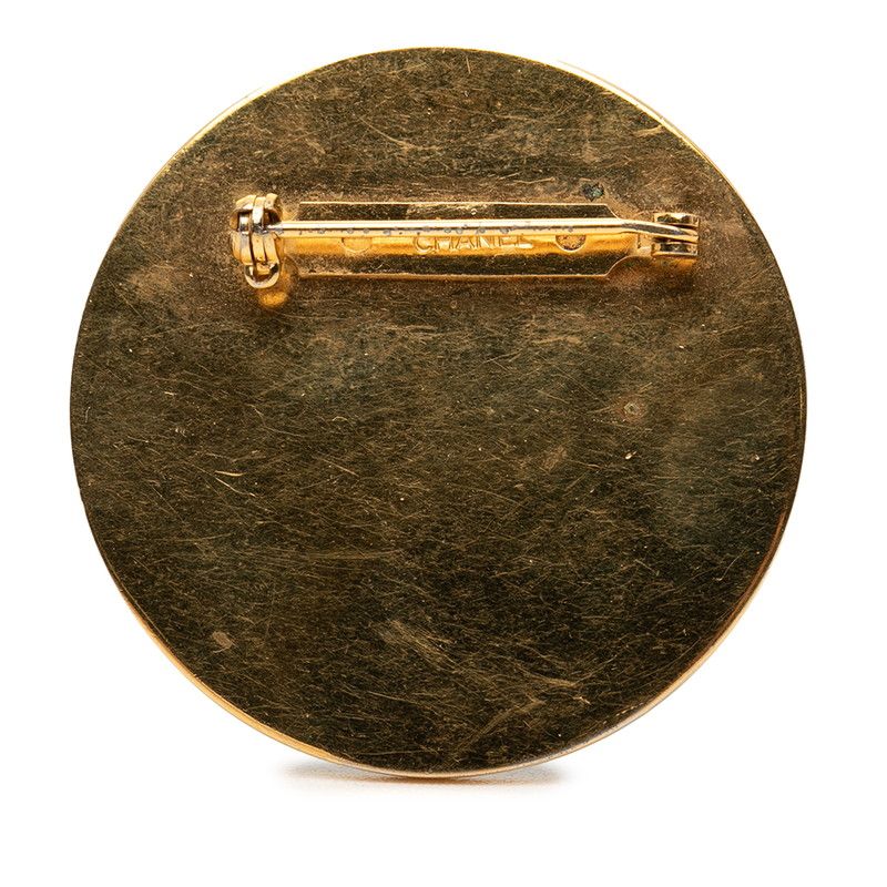 Chanel CC Logo 31 Rue Cambon le Round Brooch Gold Black Plated — view 2