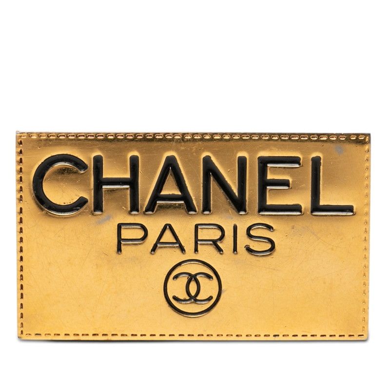 Chanel CC Logo Plate Brooch Gold Plated