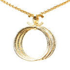 Chanel CC Logo Turnlock Triple Hoop Chain Pendant 96 Gold Plated — view 2