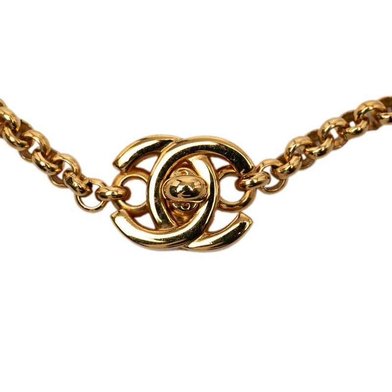 Chanel CC Logo Turnlock Triple Hoop Chain Pendant 96 Gold Plated — view 3