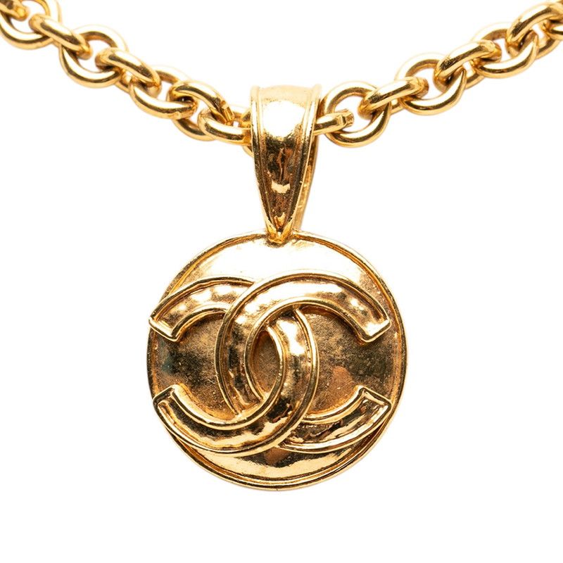 Chanel CC Logo Vintage Chain Pendant 94 Gold Plated