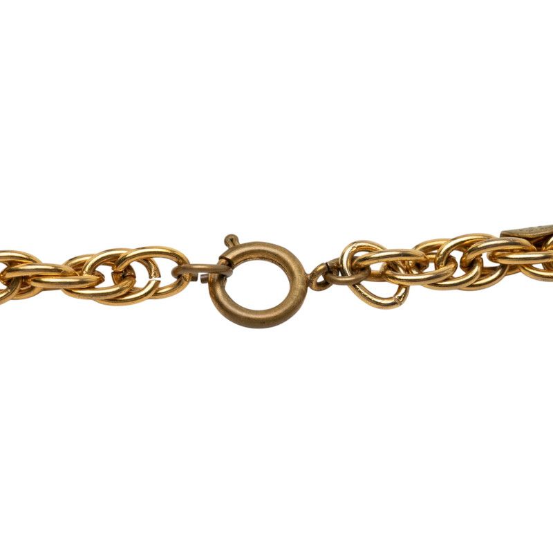 Chanel CC Logo Chain Necklace Gold Rhinestone Plated — view 4