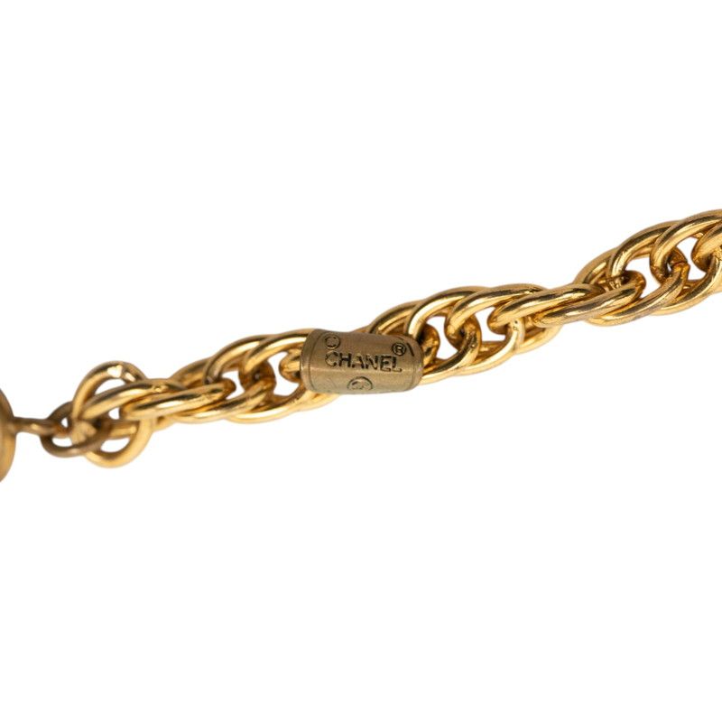 Chanel CC Logo Chain Necklace Gold Rhinestone Plated — view 5