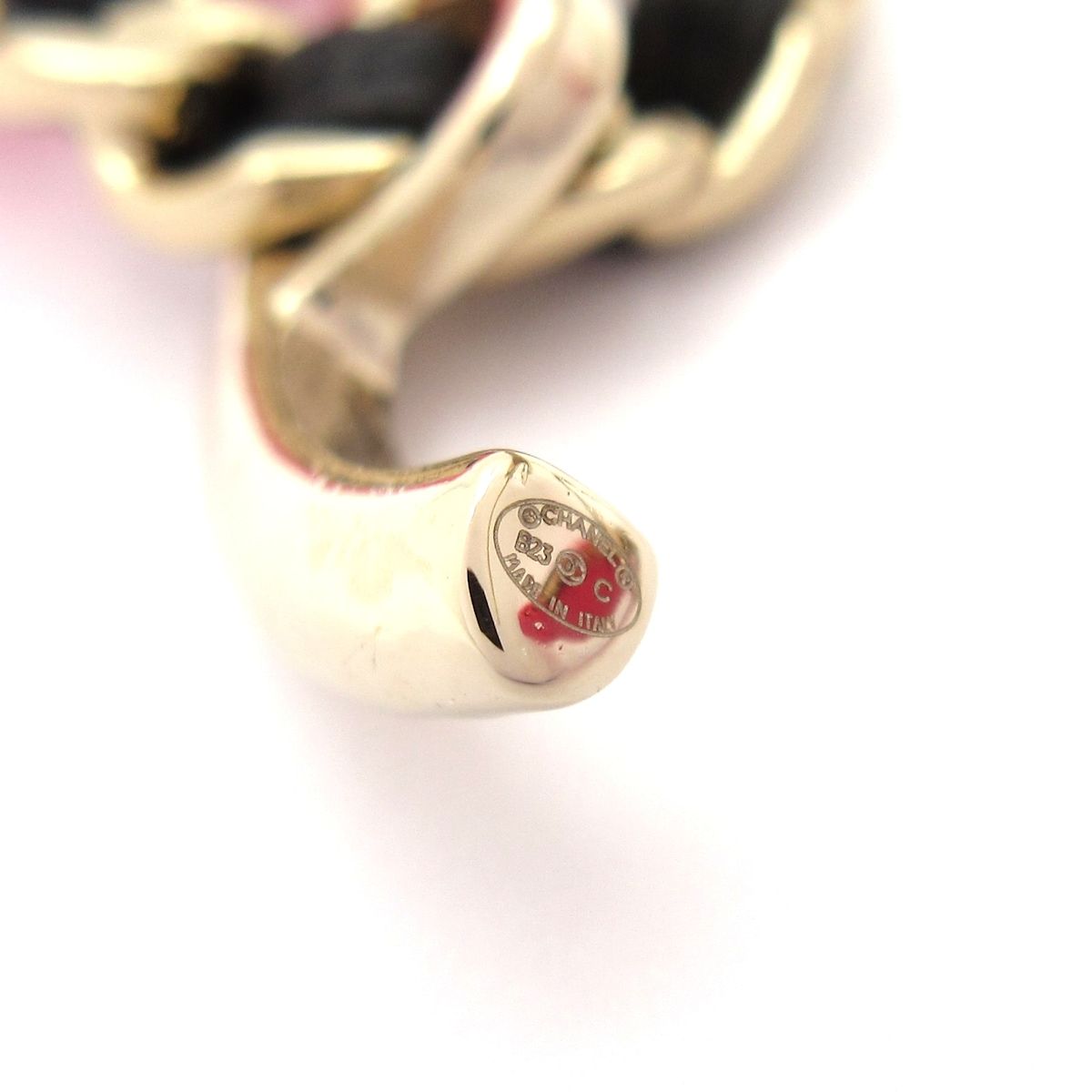 Chanel Earrings Leather Gold Pink Black Quilted Bag Motif — view 5