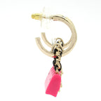 Chanel Earrings Leather Gold Pink Black Quilted Bag Motif — view 2