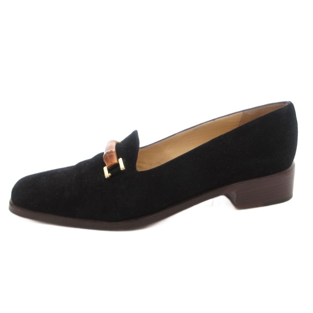 Gucci Bamboo Loafers Shoes Suede 36 Black — view 2