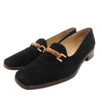 Gucci Bamboo Loafers Shoes Suede 36 Black