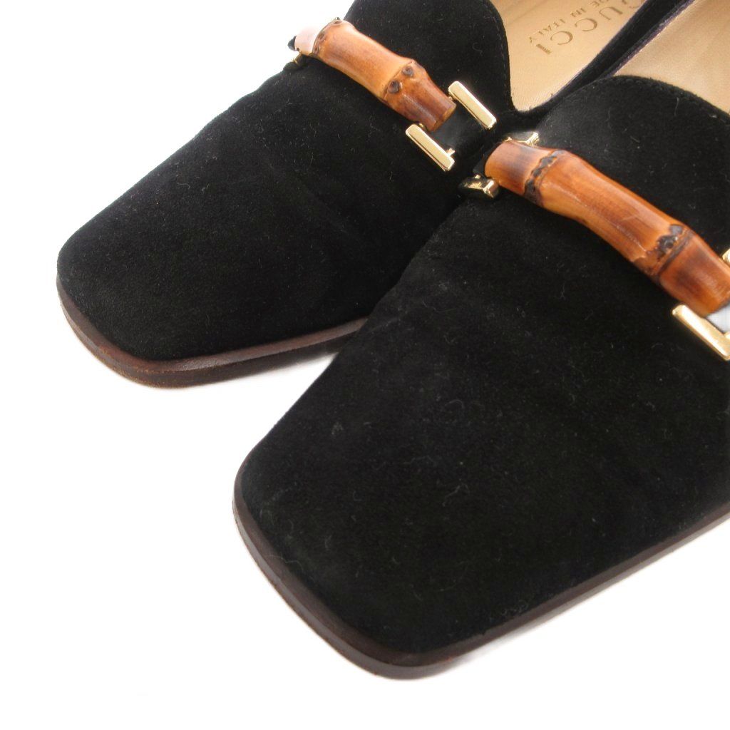 Gucci Bamboo Loafers Shoes Suede 36 Black — view 3