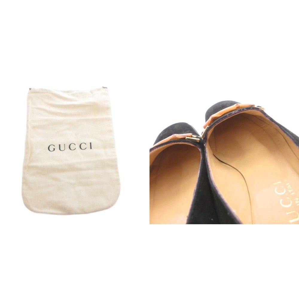 Gucci Bamboo Loafers Shoes Suede 36 Black — view 9
