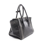 Prada Handbag Glace'calf 2-Way Bijou Studs Black Leather Perforated Tote — view 2