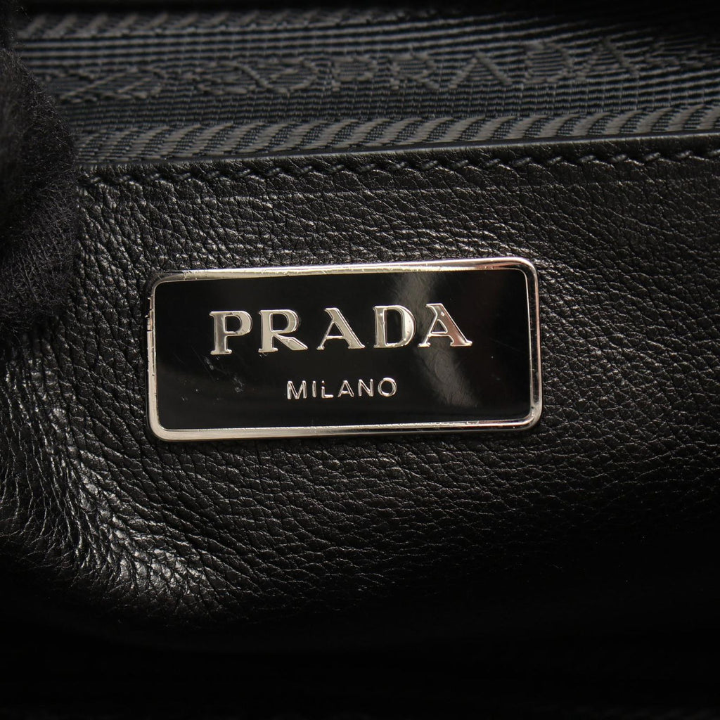 Prada Handbag Glace'calf 2-Way Bijou Studs Black Leather Perforated Tote — view 4