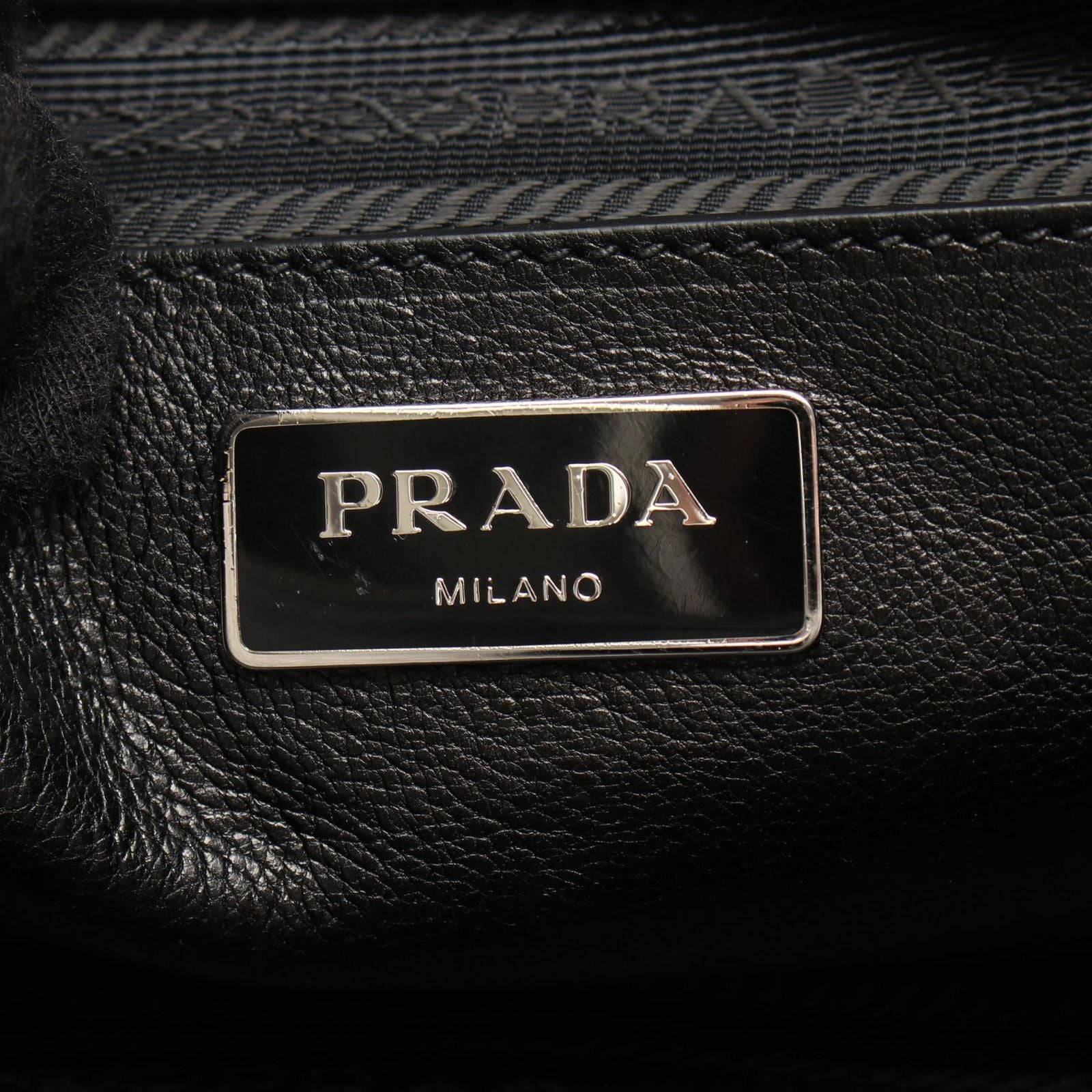 Prada Handbag Glace'calf 2-Way Bijou Studs Black Leather Perforated Tote — view 4