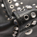 Prada Handbag Glace'calf 2-Way Bijou Studs Black Leather Perforated Tote — view 5
