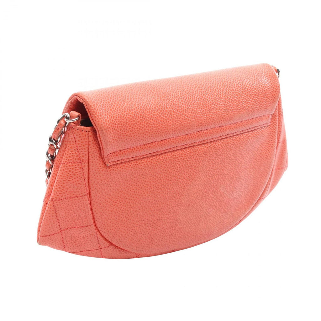 Chanel Shoulder Bag Half Moon CC Logo Coral Orange Calf CC Chain Wallet — view 2