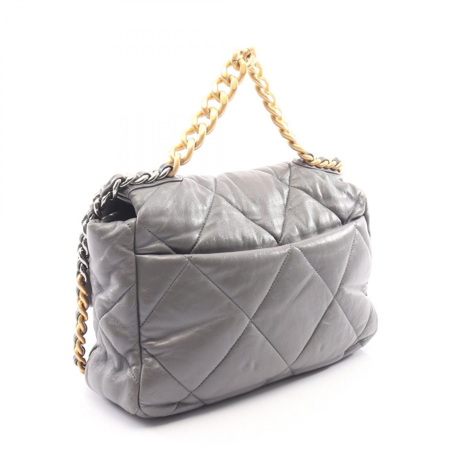 Chanel Shoulder Bag 19 Dizeneuf Quilted 2-Way Gray Leather 19 Chain — view 2