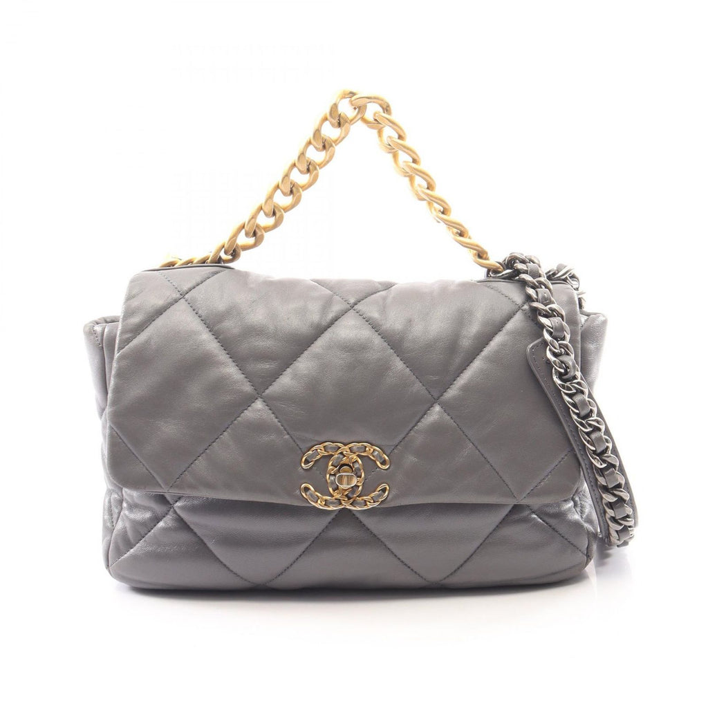 Chanel Shoulder Bag 19 Dizeneuf Quilted 2-Way Gray Leather 19 Chain