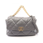 Chanel Shoulder Bag 19 Dizeneuf Quilted 2-Way Gray Leather 19 Chain