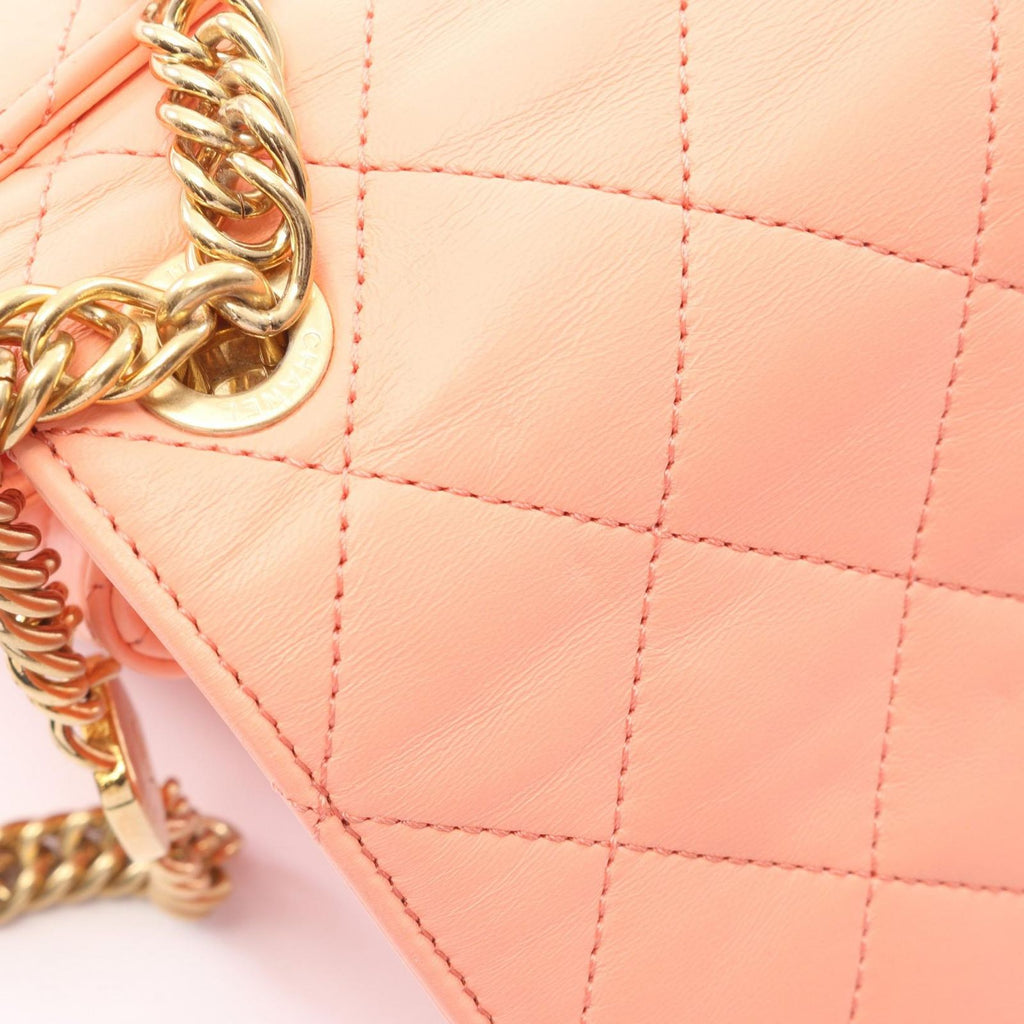 Chanel Shoulder Bag Quilted 2-Way Salmon Pink Lambskin Chain — view 6