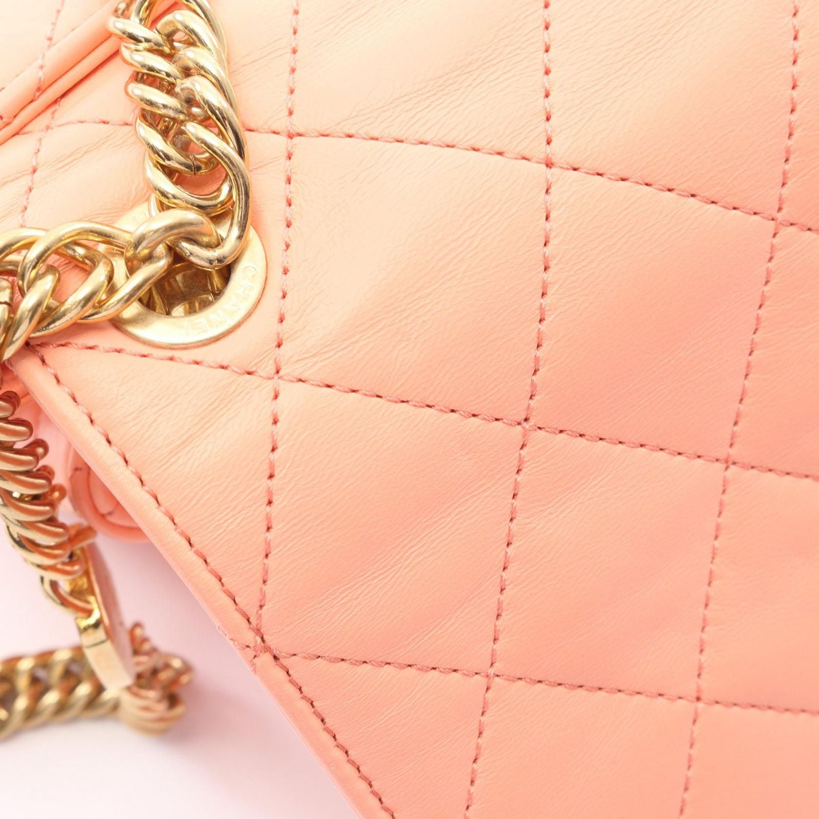 Chanel Shoulder Bag Quilted 2-Way Salmon Pink Lambskin Chain — view 6
