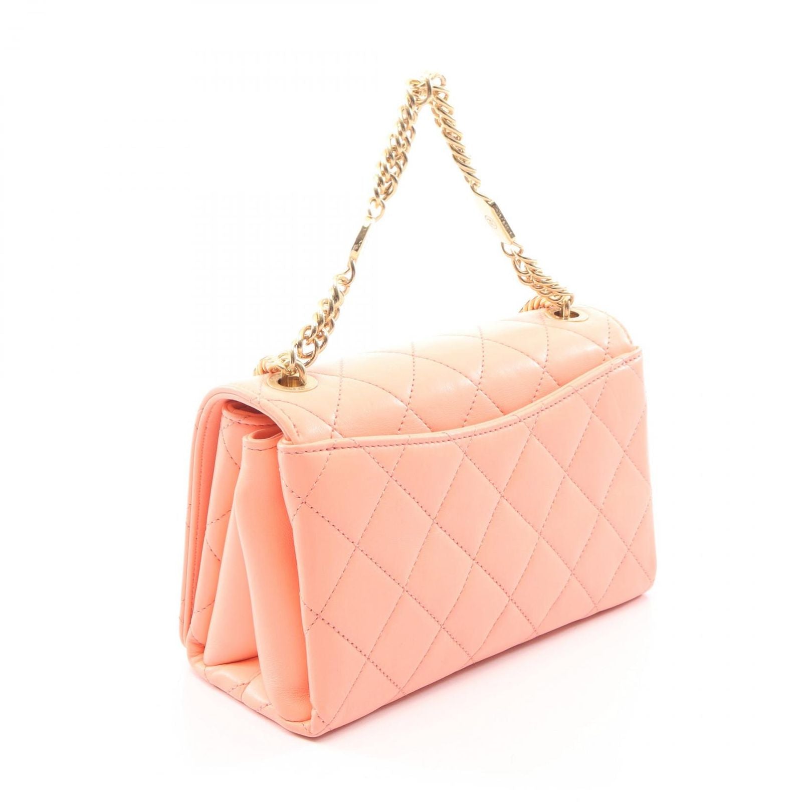 Chanel Shoulder Bag Quilted 2-Way Salmon Pink Lambskin Chain — view 2