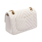 Chanel Shoulder Bag 2.55 Blanc Stitch White Leather Chain — view 2
