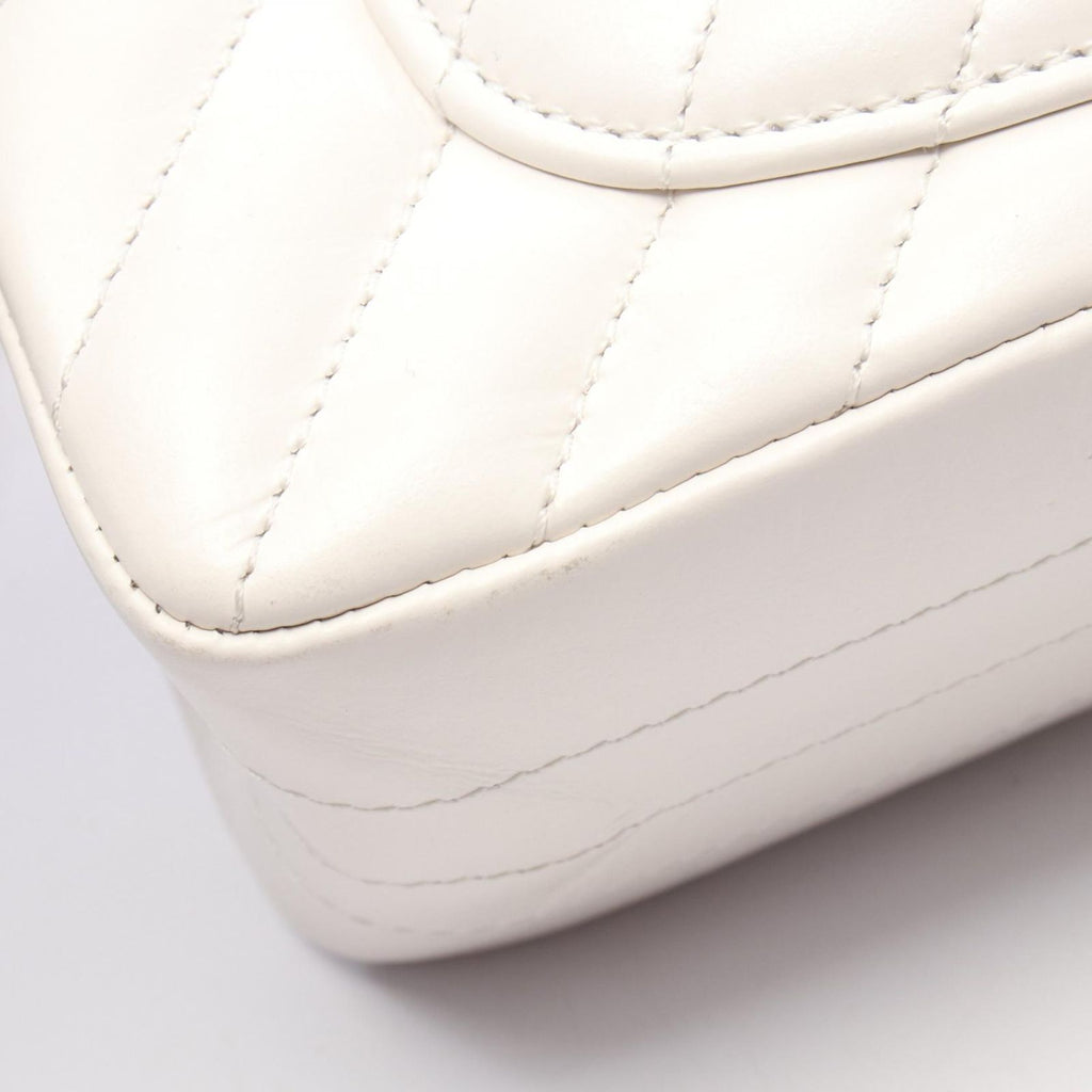 Chanel Shoulder Bag 2.55 Blanc Stitch White Leather Chain — view 7