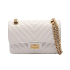 Chanel Shoulder Bag 2.55 Blanc Stitch White Leather Chain