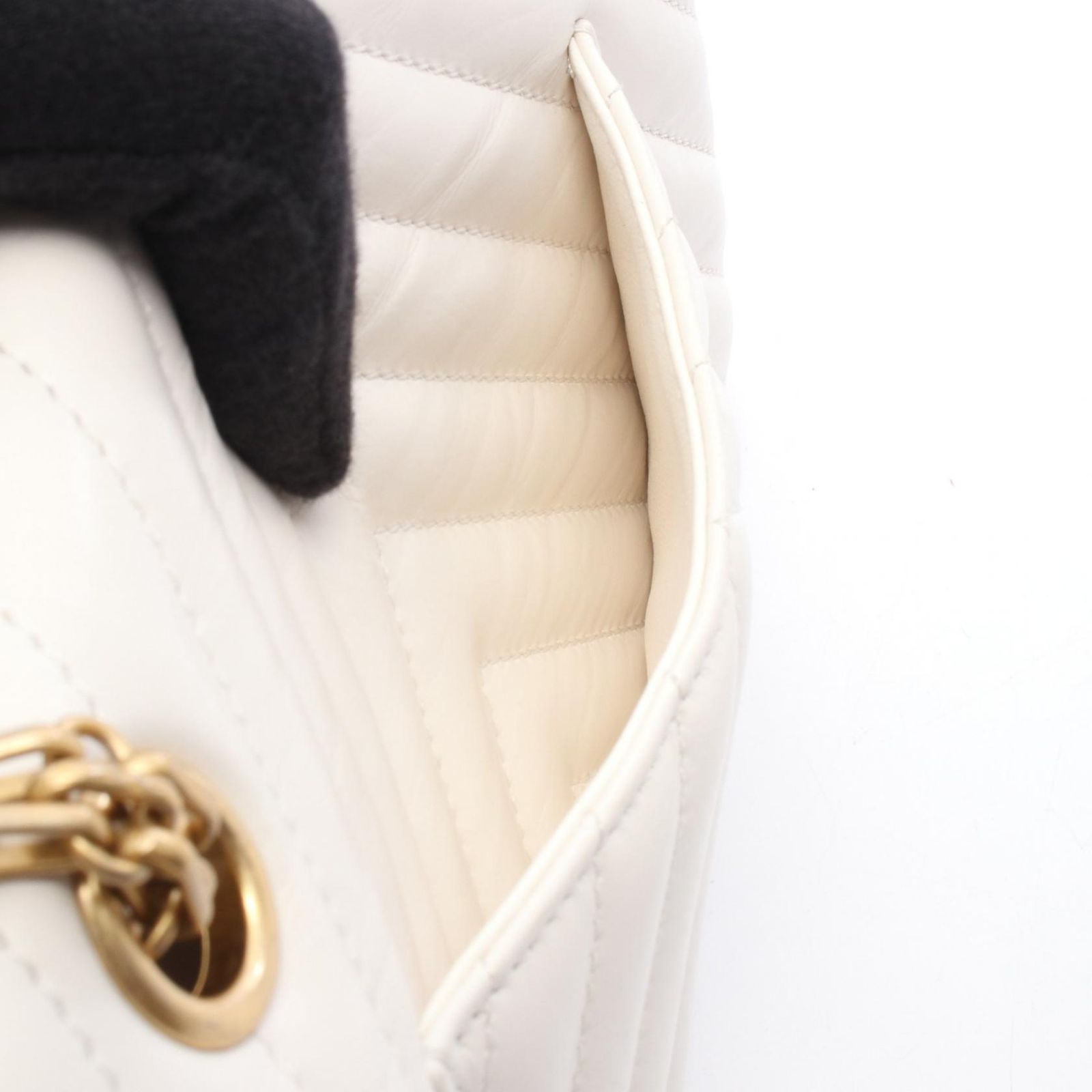 Chanel Shoulder Bag 2.55 Blanc Stitch White Leather Chain — view 6