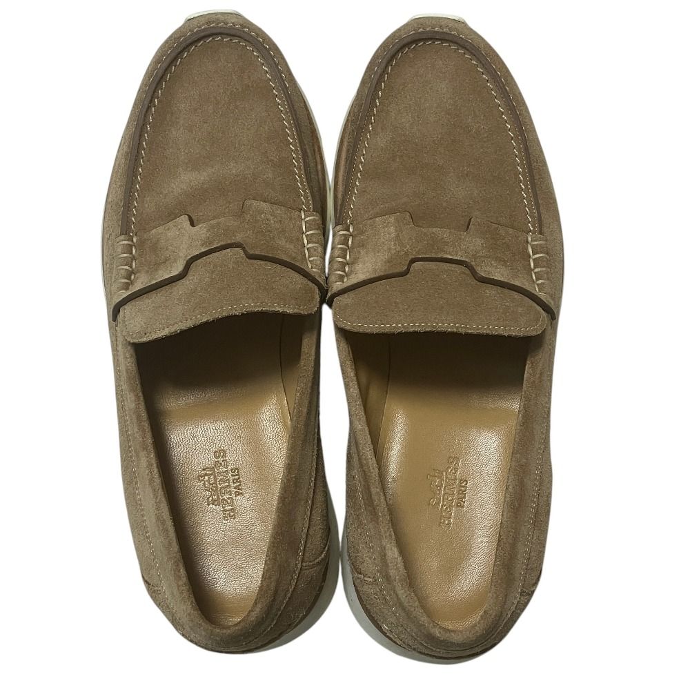 Hermes Moccasins Job Suede Loafers Sneakers 39 Camel — view 6