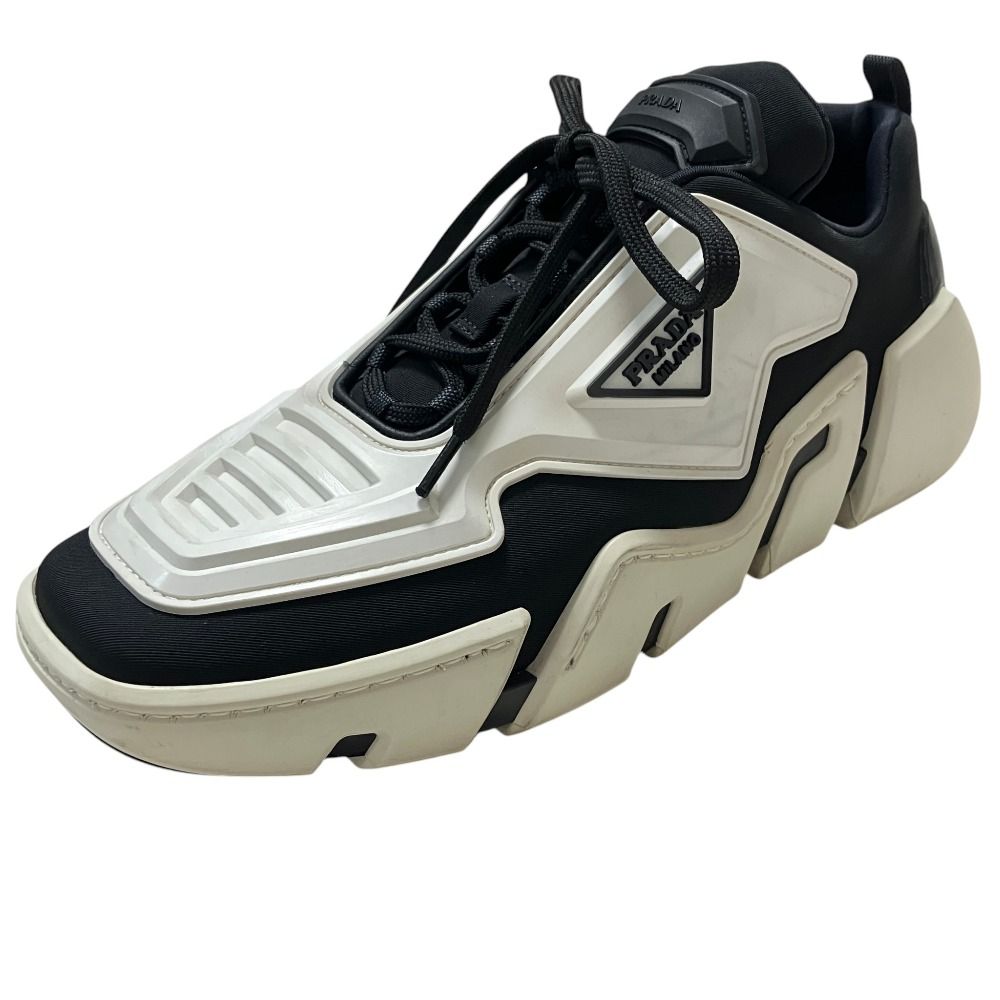 Prada Techno Stretch Fabric Sneakers 39 White Navy — view 2